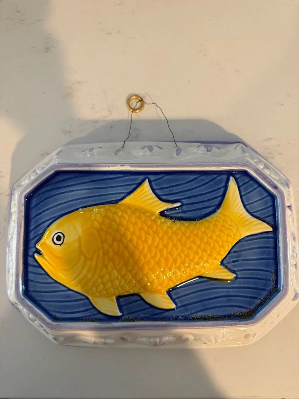 Yellow Fish Ceramic Wall Plaque - Decorative Aquarium Art